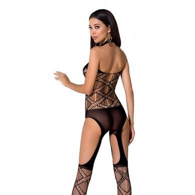 Бодістокінг Passion BS060 black, комбінезон, імітація трусиків і гольфів, Черный