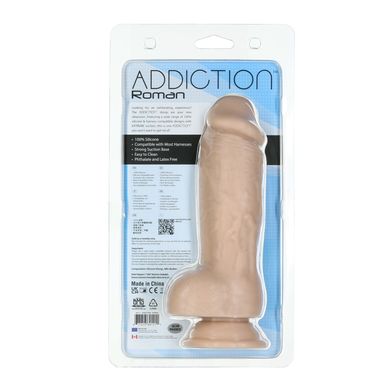 Реалистичный фаллоимитатор ADDICTION Roman 8″ Girthy Dong, длина 22 см, диаметр 6 см, Бежевый