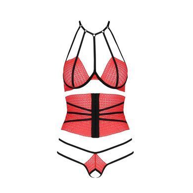 Комплект білизни AKITA SET red L / XL - Passion Exclusive: широкий пояс, ліф, стрінги