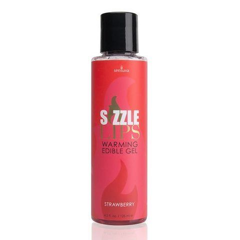 Зігрівальний масажний гель Sensuva &mdash; Sizzle Lips Strawberry (125 мл), без цукру, їстівний