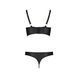 Комплект из эко-кожи с люверсами и ремешками Malwia Bikini black L/XL &mdash; Passion, бра и трусики, Черный