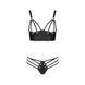 Комплект из эко-кожи с люверсами и ремешками Malwia Bikini black L/XL &mdash; Passion, бра и трусики, Черный
