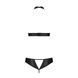 Комплект: відкритий топ та трусики з екошкіри з люверсами Malwia Set with Open Bra black L/XL &mdash; Pass, Черный