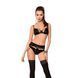 Комплект білизни TONYA SET black XXL/XXXL - Passion Exclusive: трусики, ліф, пояс для панчох, Черный