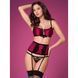 Комплект атласний з поясом для панчох Obsessive 861-SEG-5 бордовий, L/XL