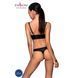 Комплект из эко-кожи с люверсами и ремешками Malwia Bikini black L/XL &mdash; Passion, бра и трусики, Черный