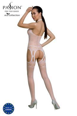 Бодистокинг Passion ECO BS006 white, с доступом, халтер, имитация подвязок