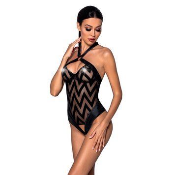 Сетчатый боди с халтером и ритмичным рисунком Hima Body black XXL/XXXL - Passion, Черный