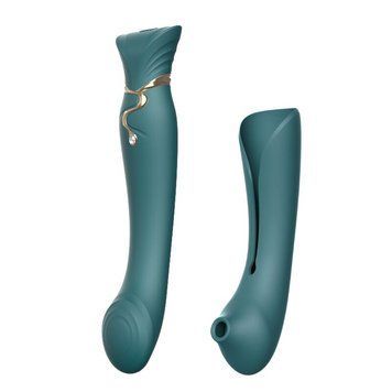 Смартвибратор 3в1 Zalo &mdash; Queen Jewel Green, пульсирующая жемчужина и вакуум, кристалл Swarovski