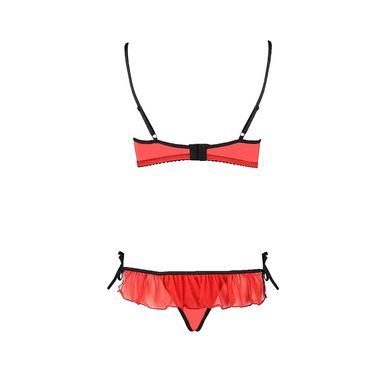 Комплект белья CHERRY SET OpenBra red L/XL - Passion Exclusive: открытый лиф, трусики-юбочка