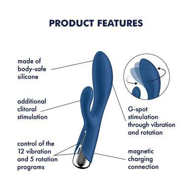 Вибратор-кролик с ротацией Satisfyer Spinning Rabbit 1 Blue, 3 мотора