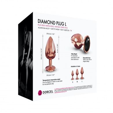 Металлическая анальная пробка с украшением в виде кристалла Dorcel - Diamond Plug Rose Gold L, Медный