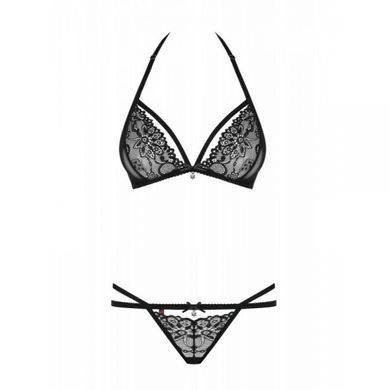 Комплект мереживної білизни Obsessive 838, чорний, S/M