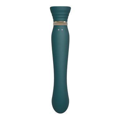 Смартвібратор 3в1 Zalo &mdash; Queen Jewel Green, пульсівна перлина та вакуум, кристал Swarovski