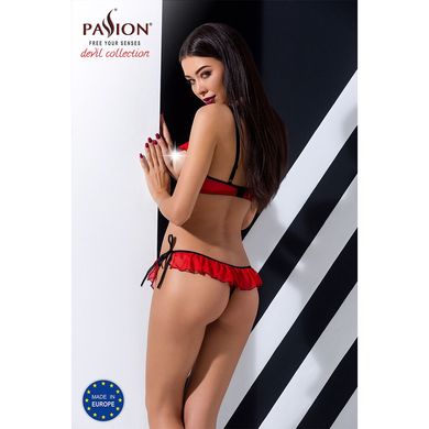 Комплект білизни CHERRY SET OpenBra red L/XL - Passion Exclusive: відкритий ліф, трусики-спідничка