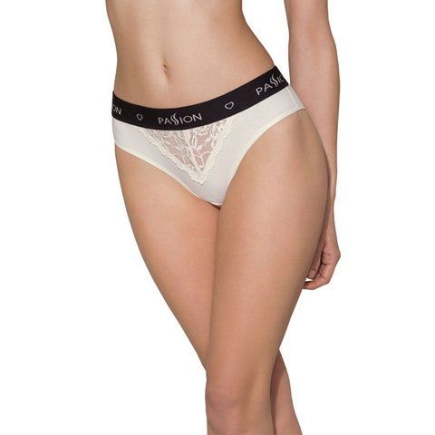 Трусики с широкой резинкой и кружевом Passion PS001 PANTIES ecru, size L