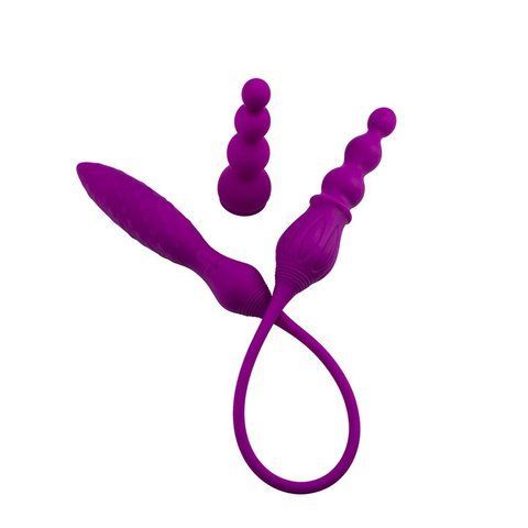 Вибратор двусторонний Adrien Lastic AD-2X с пультом LRS, Фиолетовый