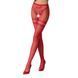 Эротические колготки-бодистокинг Passion S015 red, имитация чулок в сеточку и трусиков с доступом, Красный