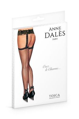 Панчохи з поясом Anne De Ales TOSCA T3 Black, середня сіточка, ззаду стрілки, мереживний пояс, Черный