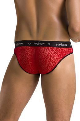 Мужские полупрозрачные трусы Passion Slip Mike XXL/XXXL, красные, под леопард