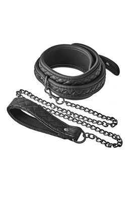 Нашийник з повідцем Dream Toys BLAZE COLLAR LEASH DIAMOND BLACK