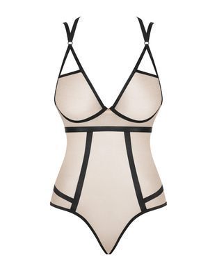Боді з контрастними смугами Obsessive Nudelia teddy S/M