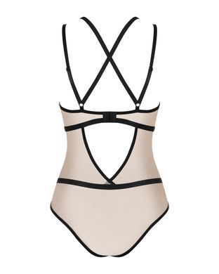 Боді з контрастними смугами Obsessive Nudelia teddy S/M