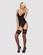 Сатиновый кружевной корсет Obsessive 810-COR-1 babydoll & thong S/M, черный, корсет, танга