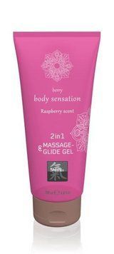Лубрикант та масажне масло 2 в 1 HOT SHIATSU Massage-& Glide gel 2 in1 Raspberry scent, 200 мл