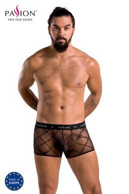 Мужские прозрачные боксеры Passion Short James L/XL, черные, сетка