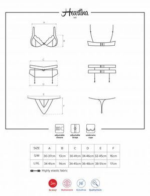 Комплект Obsessive Heartina 3 pcs set L / XL Червоний