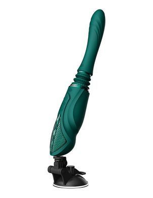 Компактная смарт секс-машина Zalo &ndash; Sesh Turquoise Green, 2 насадки, пульт ДУ, кристалл Swarovski