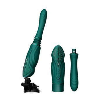 Компактна смарт секс-машина Zalo &ndash; Sesh Turquoise Green, 2 насадки, пульт ДК, кристал Swarovski