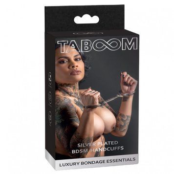 Наручники для БДСМ практик Taboom Luxury Bondage Essentials металеві, срібні