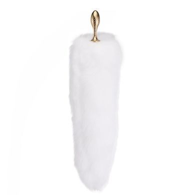 Металлическая анальная пробка Лисовый хвост LOCKINK SEVANDA White Fox-Tail