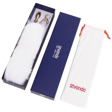 Металлическая анальная пробка Лисовый хвост LOCKINK SEVANDA White Fox-Tail