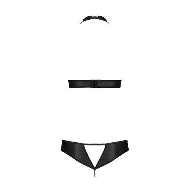 Комплект: відкритий топ та трусики з екошкіри з люверсами Malwia Set with Open Bra black XXL/XXXL &mdash;, Черный
