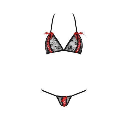 Комплект білизни MELISSA BIKINI black S/M - Passion: ліф зі шнурівкою і трусики стрінги, Черный