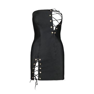 Мінісукня з екошкіри Celine Chemise black L/XL &mdash; Passion: шнурівка, трусики в комплекті