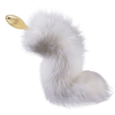 Металлическая анальная пробка Лисовый хвост LOCKINK SEVANDA White Fox-Tail