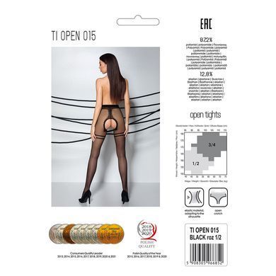 Колготки з відкритим доступом, контрастна подвійна резинка TIOPEN 015 black 1/2 (20 den) &mdash; Passion, Черный