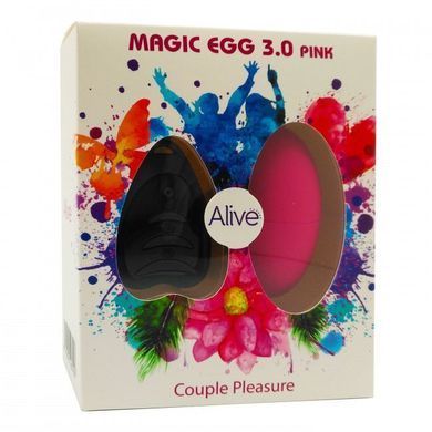 Виброяйцо Alive Magic Egg 3.0 Pink с пультом ДУ, на батарейках, Розовый