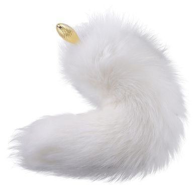 Металлическая анальная пробка Лисовый хвост LOCKINK SEVANDA White Fox-Tail