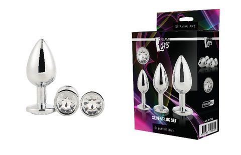 Набір анальних пробок Dream Toys GLEAMING LOVE SILVER PLUG SET
