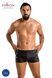Мужские кожаные боксеры с заклепками Passion Short David XXL/XXXL, черные