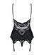 Сатиновый кружевной корсет Obsessive 810-COR-1 babydoll & thong L/XL, черный, корсет, танга