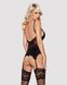 Сатиновый кружевной корсет Obsessive 810-COR-1 babydoll & thong L/XL, черный, корсет, танга
