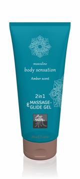 Лубрикант та масажне масло 2 в 1 HOT SHIATSU Massage-& Glide gel 2in1 Amber scent, 200 мл