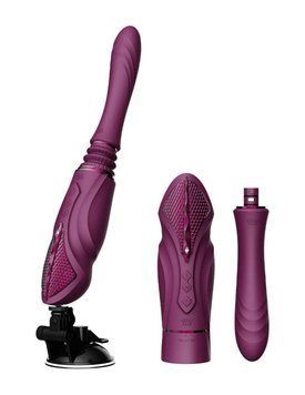Компактна смарт секс-машина Zalo &ndash; Sesh Velvet Purple, 2 насадки, пульт ДК, кристал Swarovski