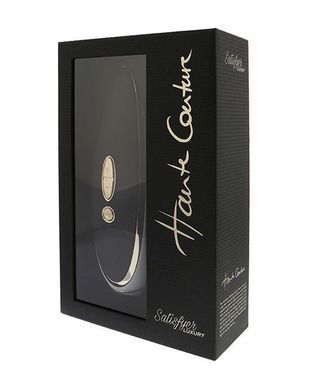 Люксовый вакуумный стимулятор Satisfyer Luxury Haute Couture Black со вставкой из кожи, Черный